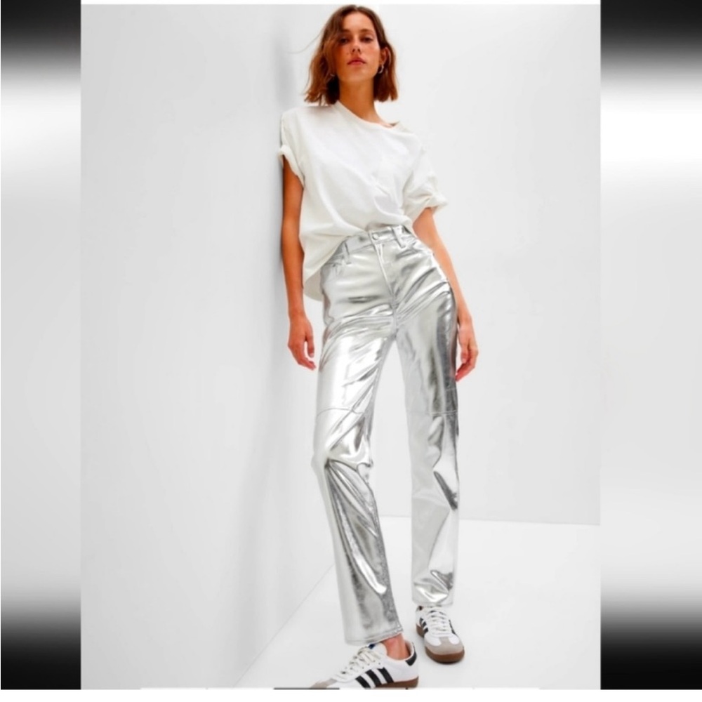 Gap High Rise Vegan Leather Cheeky Straight Pants